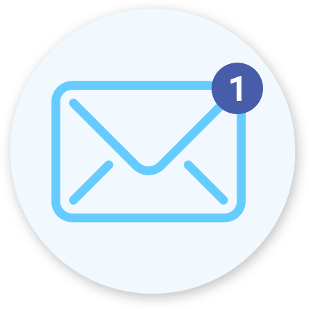 Ikona przedstawiająca wiadomość e-mail ze wskaźnikiem oznaczającym otrzymanie nowej wiadomości.